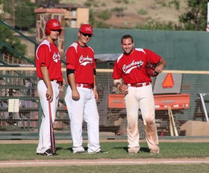 Cowboys take two from Invaders 1-0 and 7-3 Muggin for the camera during a break in play. (Courier Photo: Bryon Garrison)