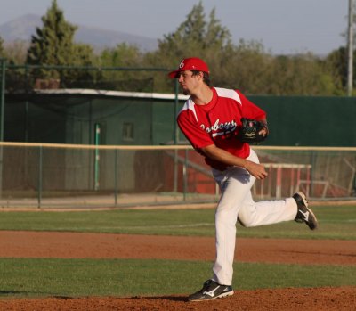 Alpine Cowboys Sweep double header from Las Vegas 5-1 on the Season Brett Kennedy gets the MVP award for game two against the Train Robbers Saturday. He had eight strike outs. (Courier Photo: Bryon Garrison)
